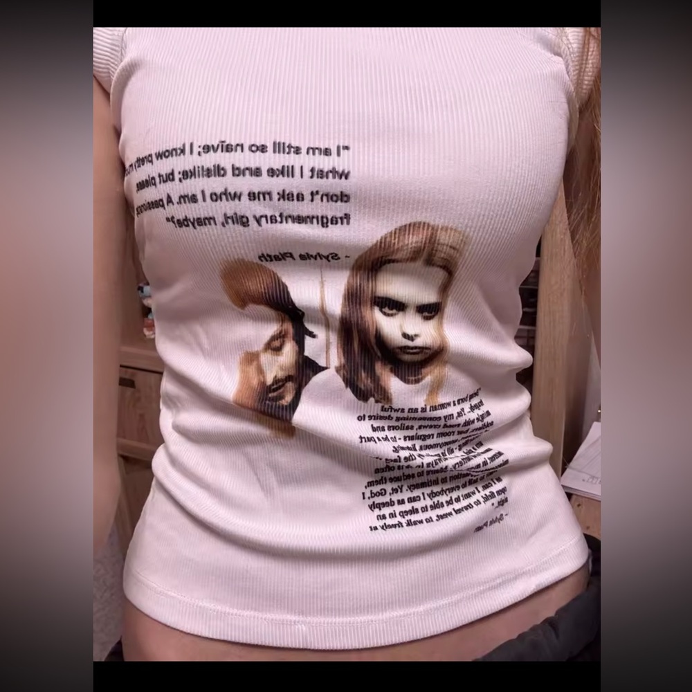 White Graphic buffalo 66 / Sylvia Plath quote Tank Top - Picture 4 of 11